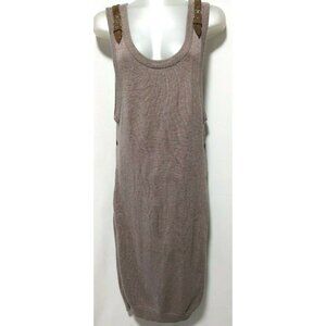 SI-IAE Women's West Dress Brown Knit Cashmere Cotton Suede Side Slits Size M
